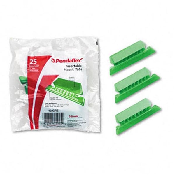 Pendaflex 42-GRE Hanging File Folder Tabs- 1/5 Tab- 2 in- Green Tab/White Insert- 25/Pack